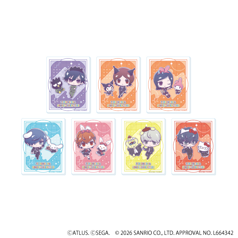 【Miyuki】アクリルカード「P30th×サンリオキャラクターズ」01/ブラインド（全7種）（コラボイラスト） 1BOX入数：7