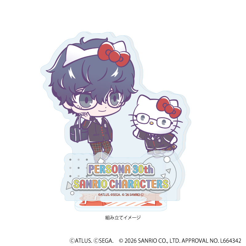 【Miyuki】アクリルスタンドプレート「P30th×サンリオキャラクターズ」07/P5主人公・ハローキティ（コラボイラスト）