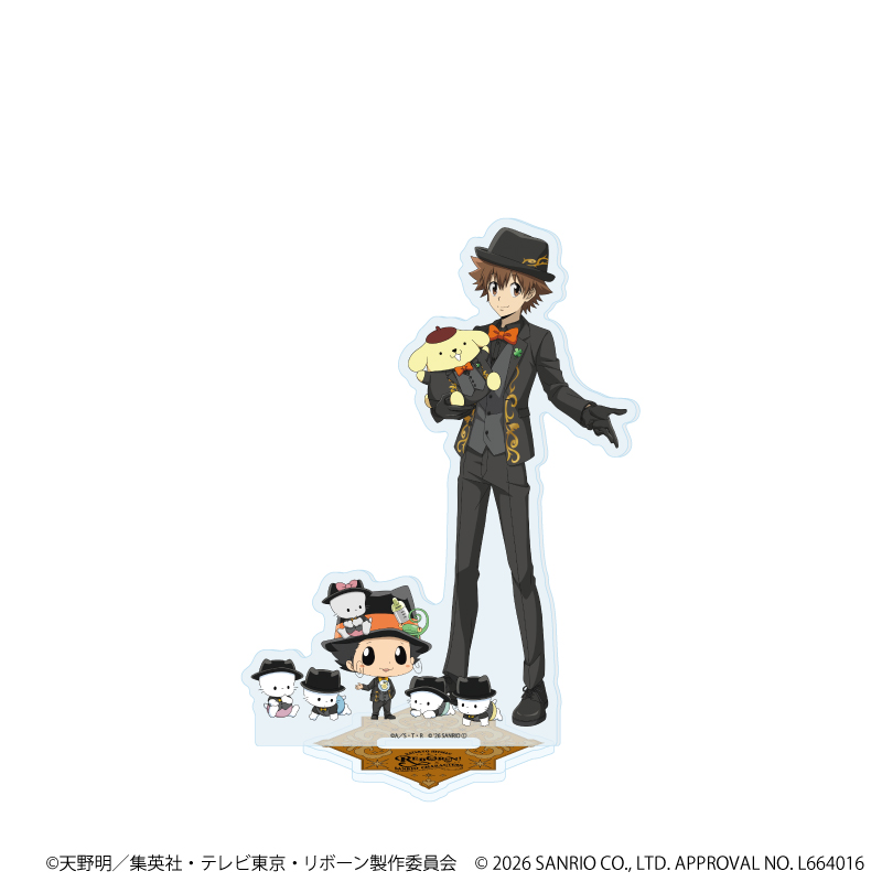 【Miyuki】ホログラムアクリルスタンド「家庭教師ヒットマンREBORN！×SANRIO CHARACTERS」01/リボーン×ニャニィニュニェニョン&沢田綱吉×ポムポムプリン