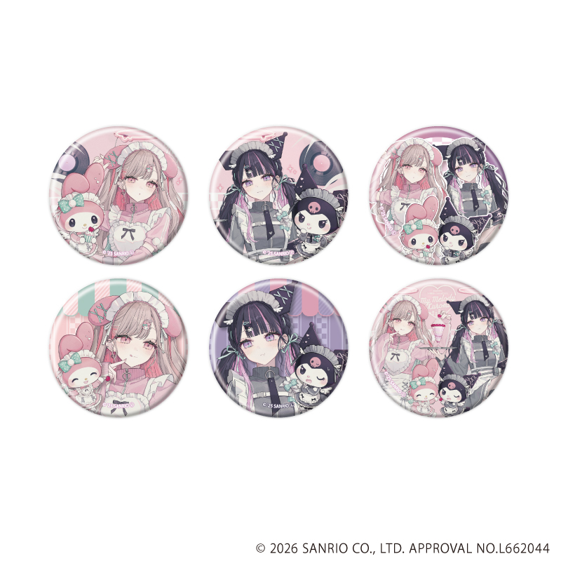 【A3】缶バッジ「赤倉×サンリオキャラクターズ」05/マイメロディ&クロミver. ブラインド（全6種）（コラボイラスト） 1BOX入数：6