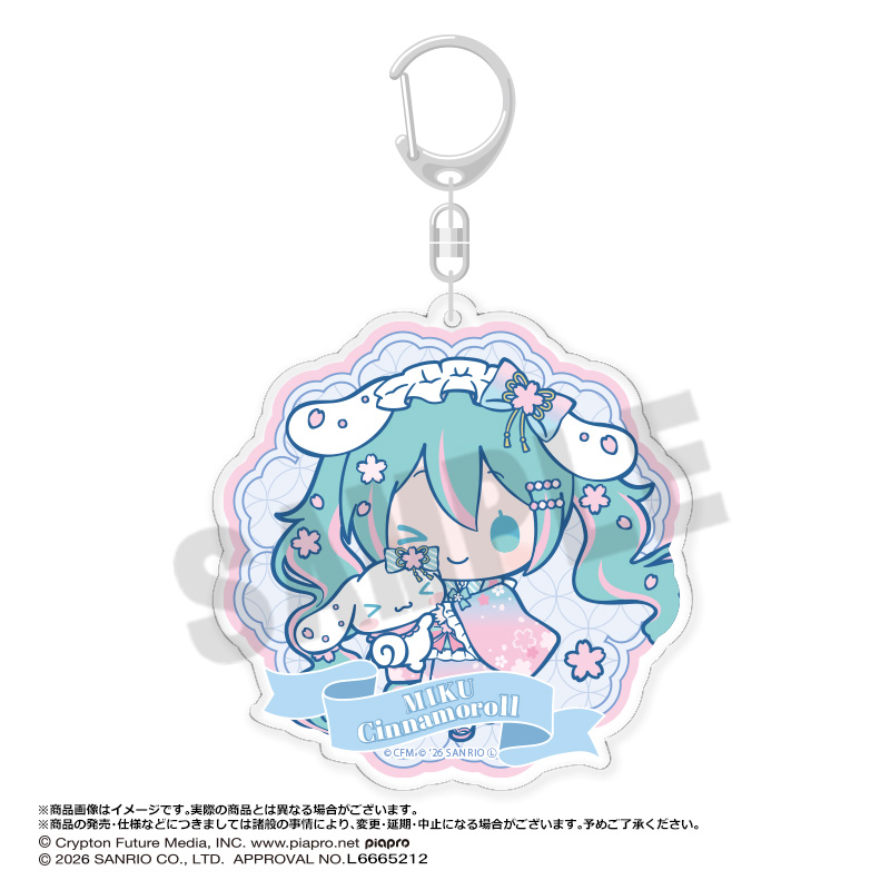 【ANICRAFT】初音ミク×シナモロール 夢桜ver. BIGラウンドアクリルキーホルダー C