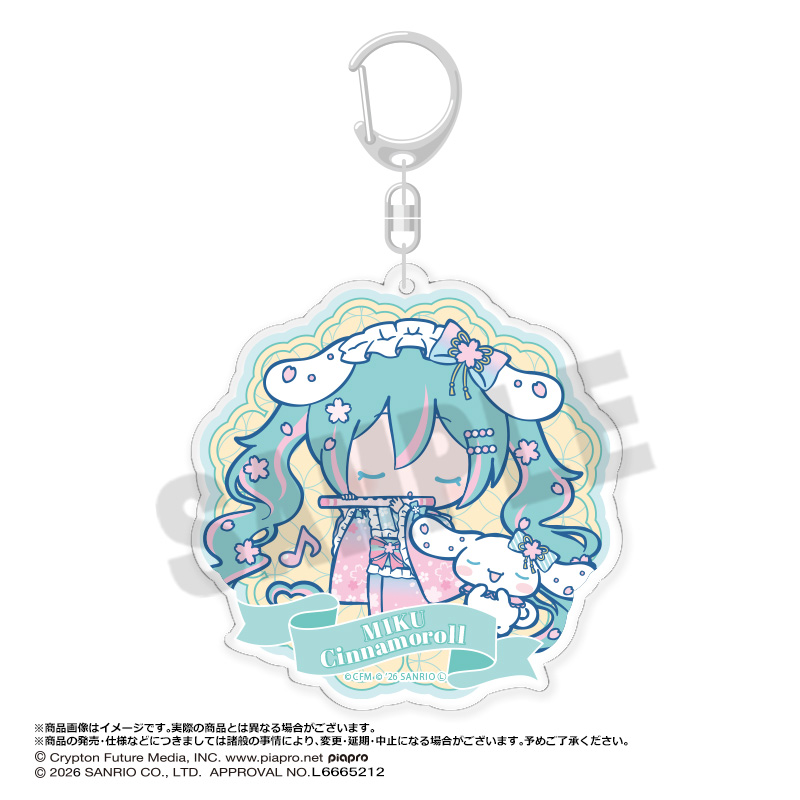 【ANICRAFT】初音ミク×シナモロール 夢桜ver. BIGラウンドアクリルキーホルダー D