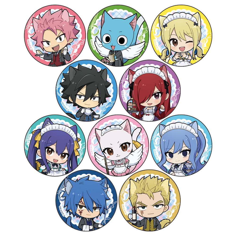 【Parflette】FAIRY TAIL 100年クエスト トレーディング缶バッジ（猫耳給仕服/ミニキャラ） 1BOX入数：10