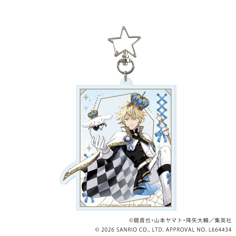 【A3】星型ナスカン付きデカアクリルキーホルダー「終わりのセラフ×サンリオキャラクターズ」02/百夜ミカエラ×シナモロール（コラボイラスト）