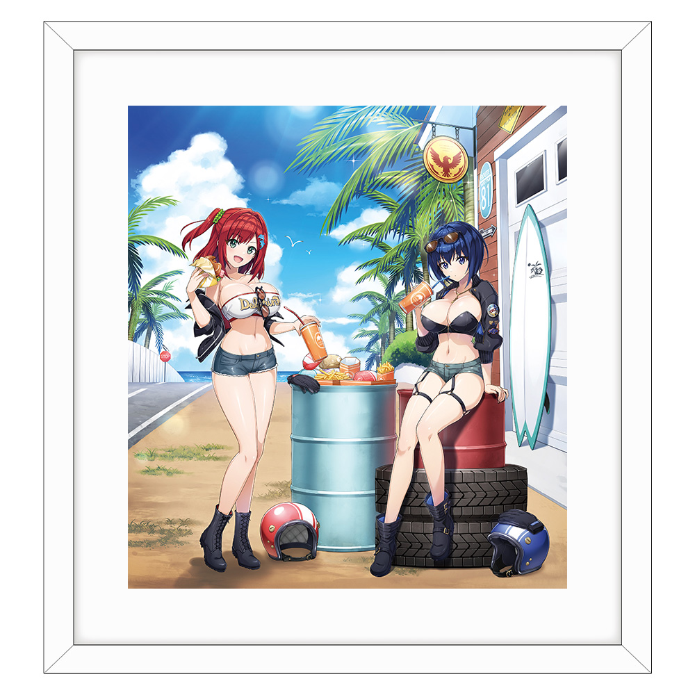 【カーテン魂】ドルフィンウェーブ 描き下ろし複製原画（咲宮 入華&都条 みちる/コーストライディング）