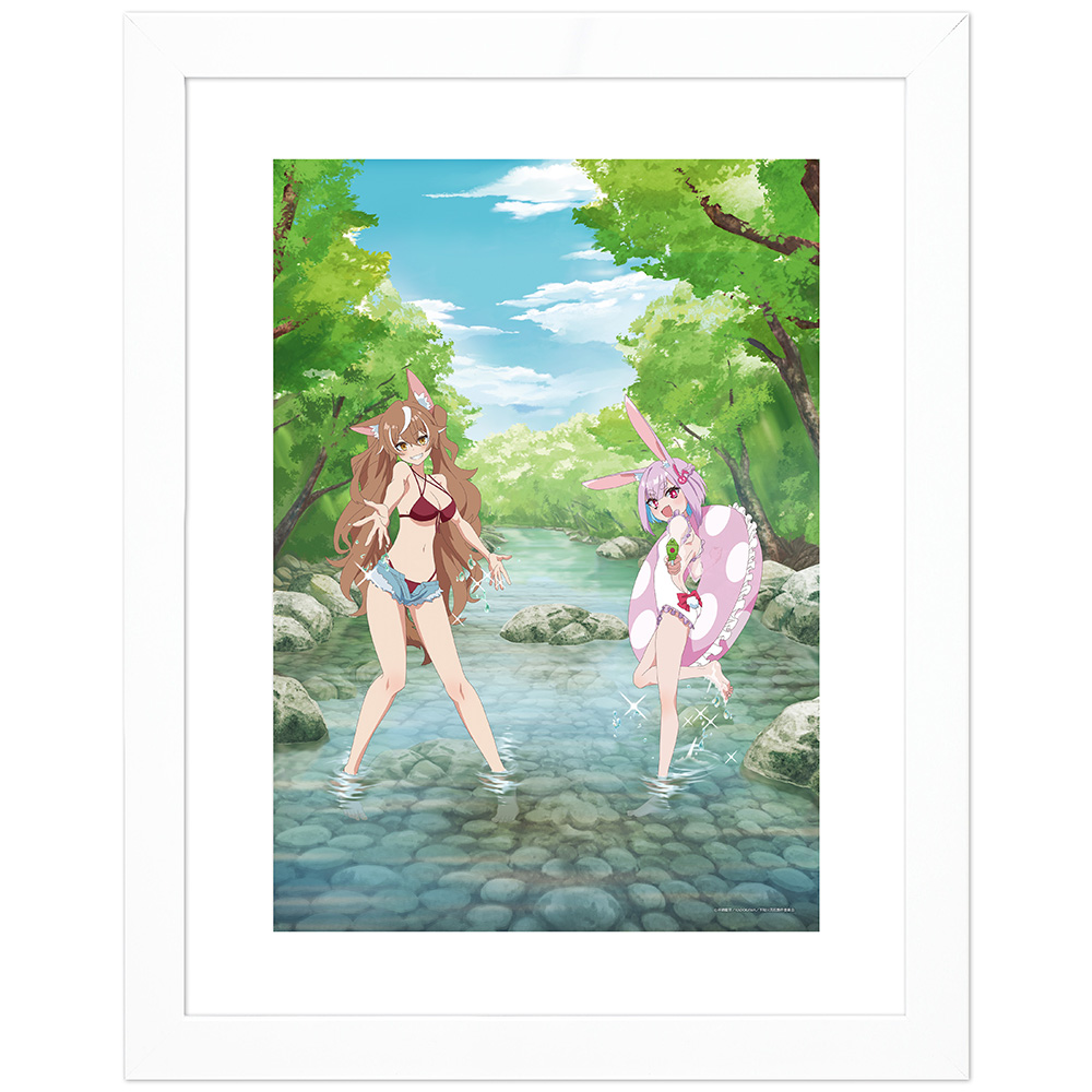 【カーテン魂】人外教室の人間嫌い教師 描き下ろしキャラファイングラフ（尾々守いさき&右左美彗/川遊び）A4