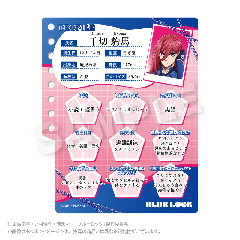 【ステラノーツ】ブルーロック プロフィール帳風キーホルダー 千切 豹馬