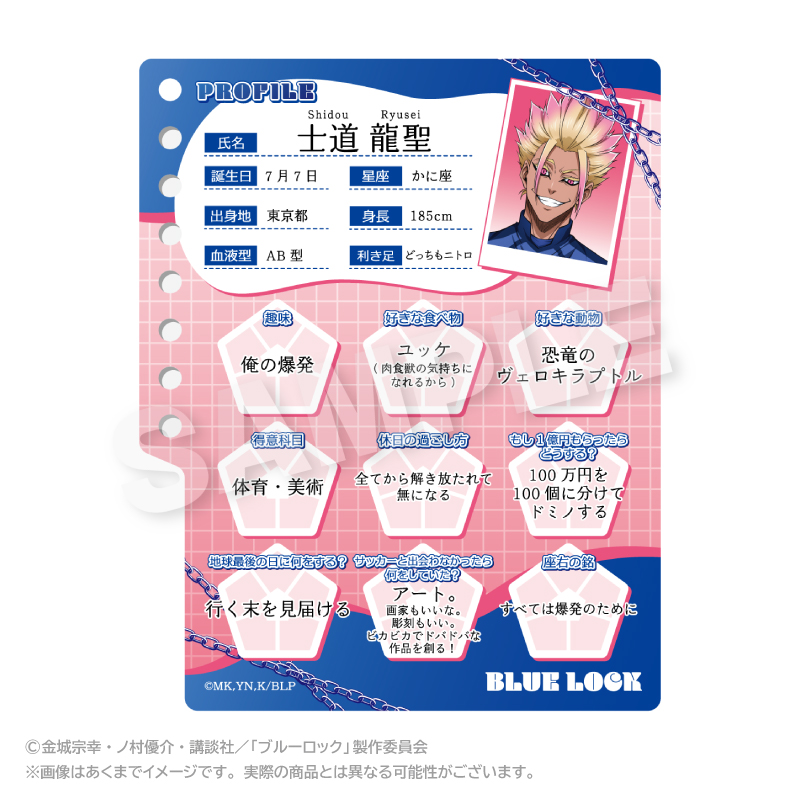 【ステラノーツ】ブルーロック プロフィール帳風キーホルダー 士道 龍聖