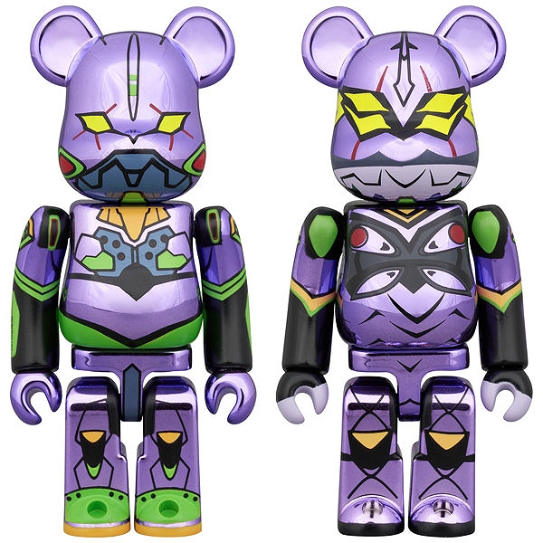 【メディコムトイ】BE＠RBRICK エヴァンゲリオン 初号機（新塗装メッキ版）＆ エヴァンゲリオン 第13号機（新塗装メッキ版）