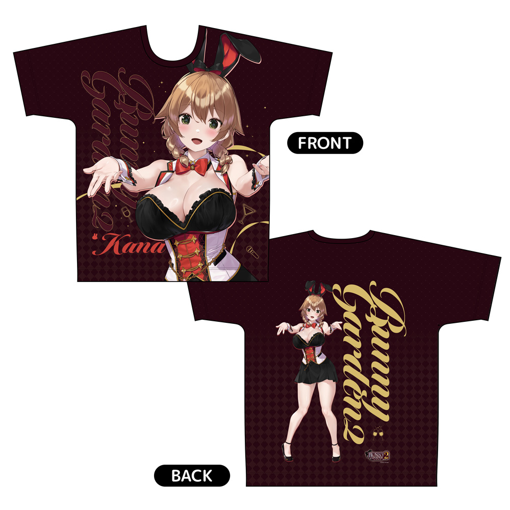 【カーテン魂】バニーガーデン2 フルグラフィックTシャツ（花奈）Lサイズ