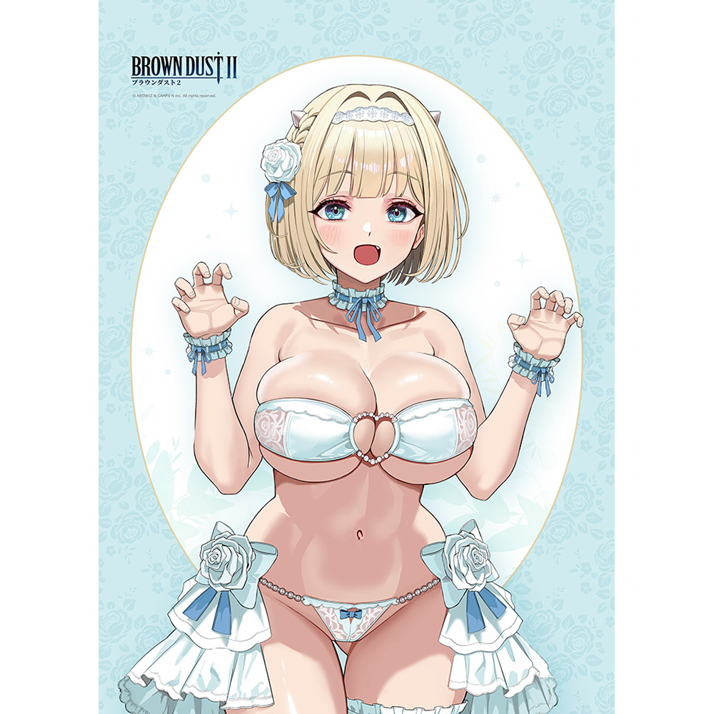 【カーテン魂】ブラウンダスト2 描き下ろしB2タペストリー（ユースティア/ウエディング水着）Wスエード