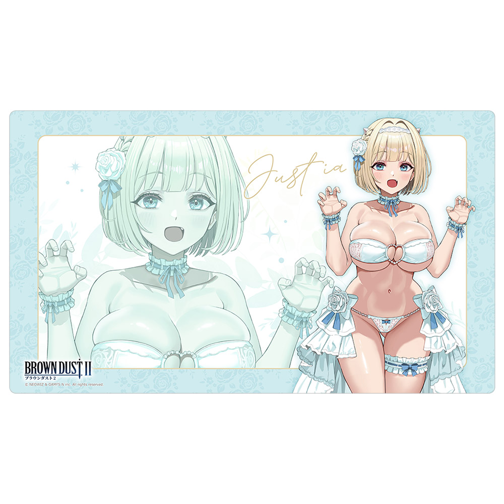 【カーテン魂】ブラウンダスト2 描き下ろしラバーマット（ユースティア/ウエディング水着）