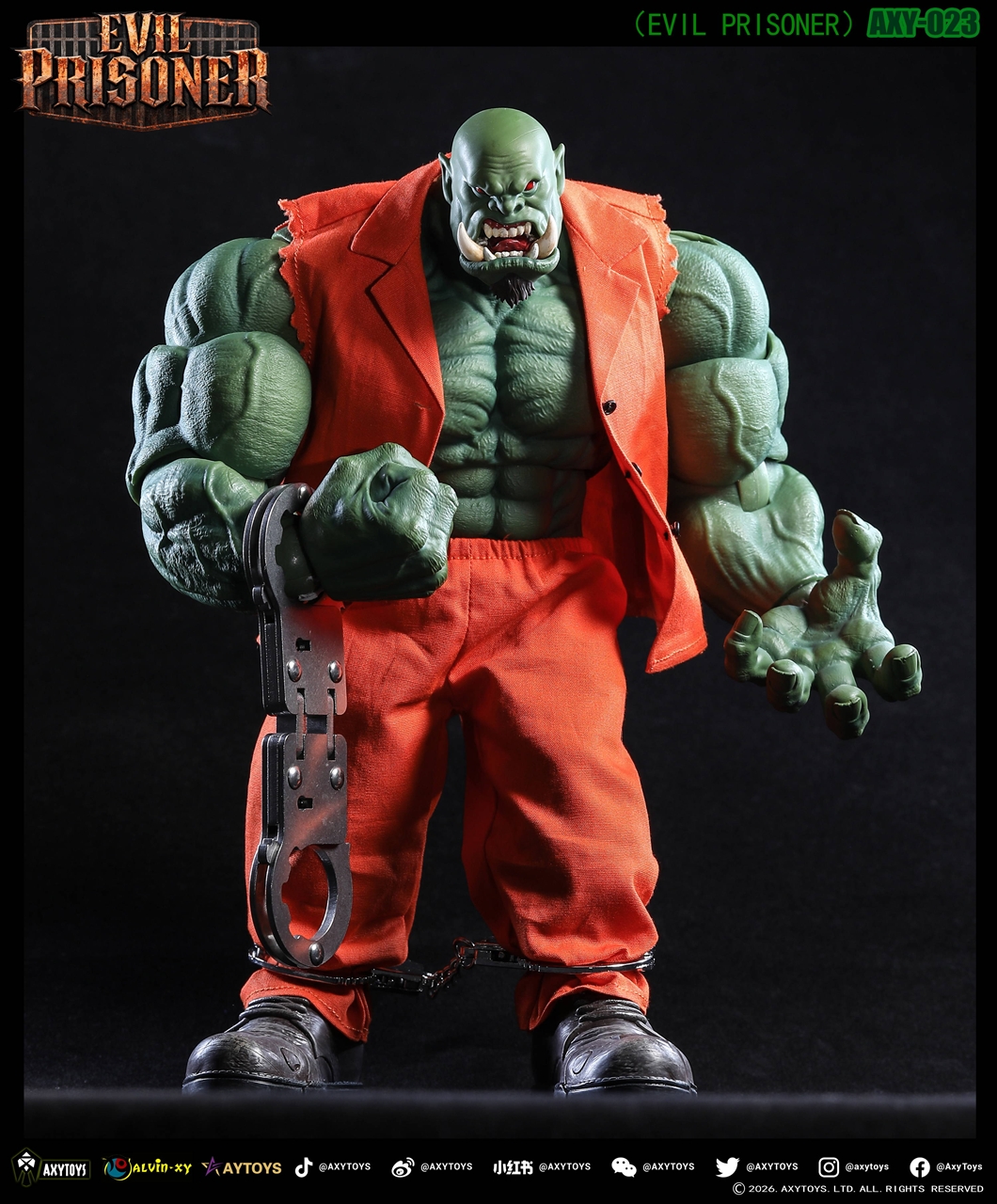 【AXYTOYS】EVIL PRISONER（イーブルプリズナー） 1/12スケール可動フィギュア AXY-023 緑色