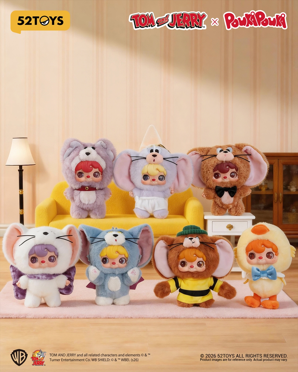 【52TOYS】BLINDBOX POUKAPOUKA×トムとジェリー トゥルー・フレンズ ぬいぐるみストラップ 1BOX入数：6