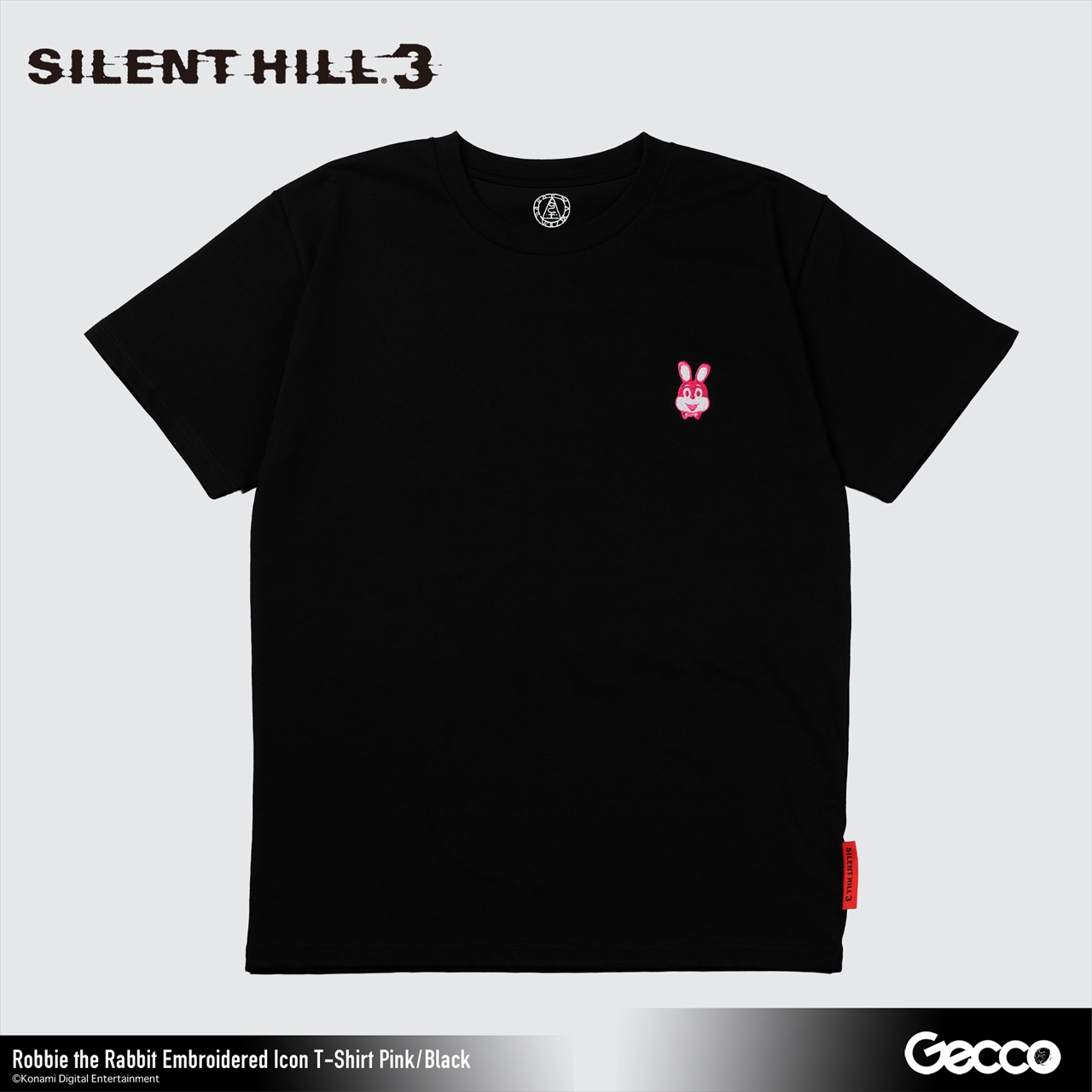 【Gecco】SILENT HILL 3/ ロビー・ザ・ラビット 刺繍アイコン Tシャツ(ピンク/ブラック)M