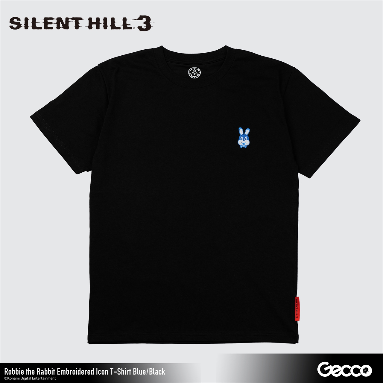【Gecco】SILENT HILL 3/ ロビー・ザ・ラビット 刺繍アイコン Tシャツ(アオ/ブラック)L