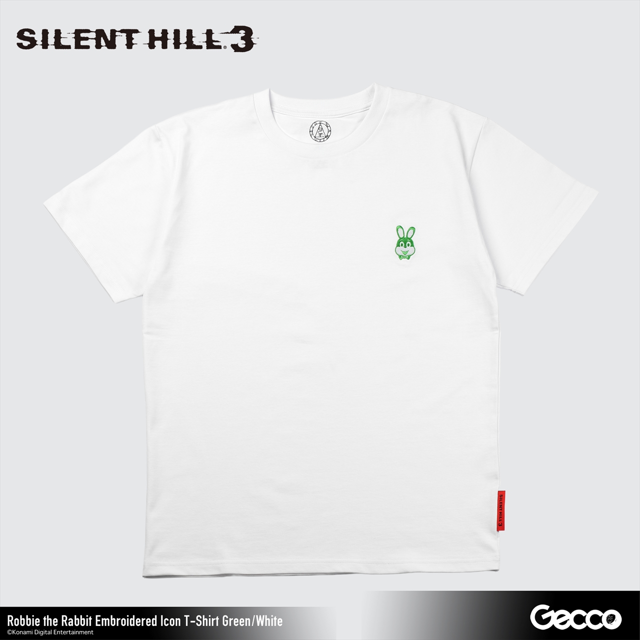 【Gecco】SILENT HILL 3/ ロビー・ザ・ラビット 刺繍アイコン Tシャツ(ミドリ/ホワイト)M