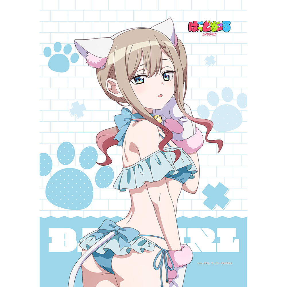 【カーテン魂】ばっどがーる 描き下ろしB2タペストリー(涼風涼/アニマル水着)Wスエード
