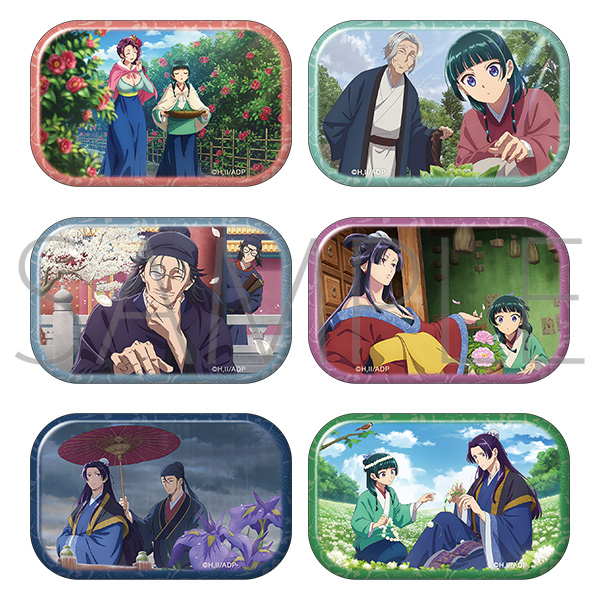 【ムービック】薬屋のひとりごと スクエア缶バッジコレクション/椿、ふきのとう、ハクモクレン、牡丹、花菖蒲、シロツメクサ 1BOX入数：6