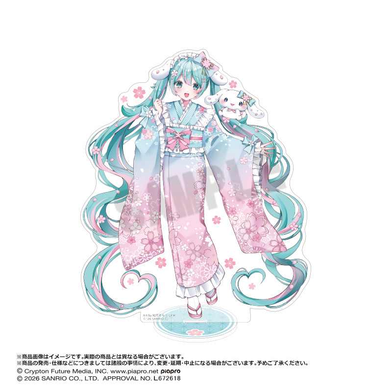 【ANICRAFT】初音ミク×シナモロール 夢桜ver. BIGアクリルフィギュアA