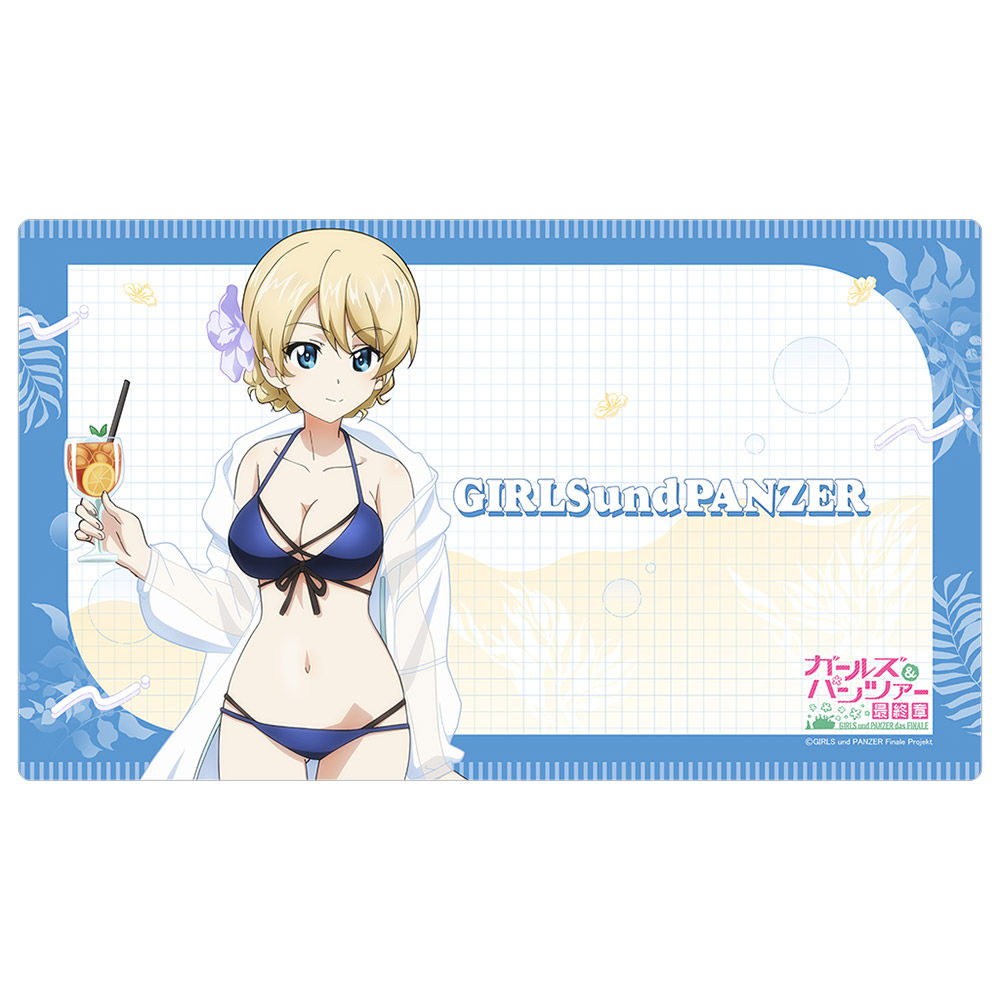 【カーテン魂】ガールズ＆パンツァー 最終章 描き下ろしラバーマット(ダージリン/リゾート水着)