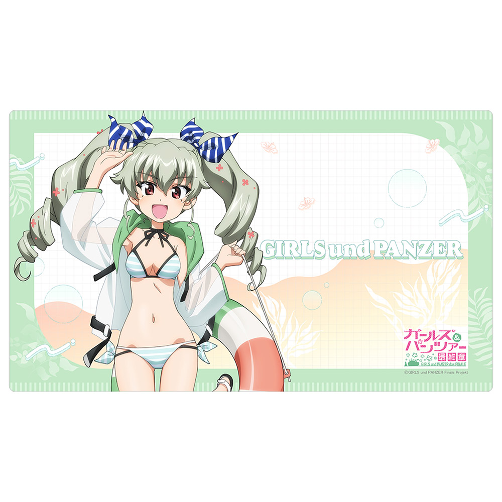 【カーテン魂】ガールズ＆パンツァー 最終章 描き下ろしラバーマット(アンチョビ/リゾート水着)