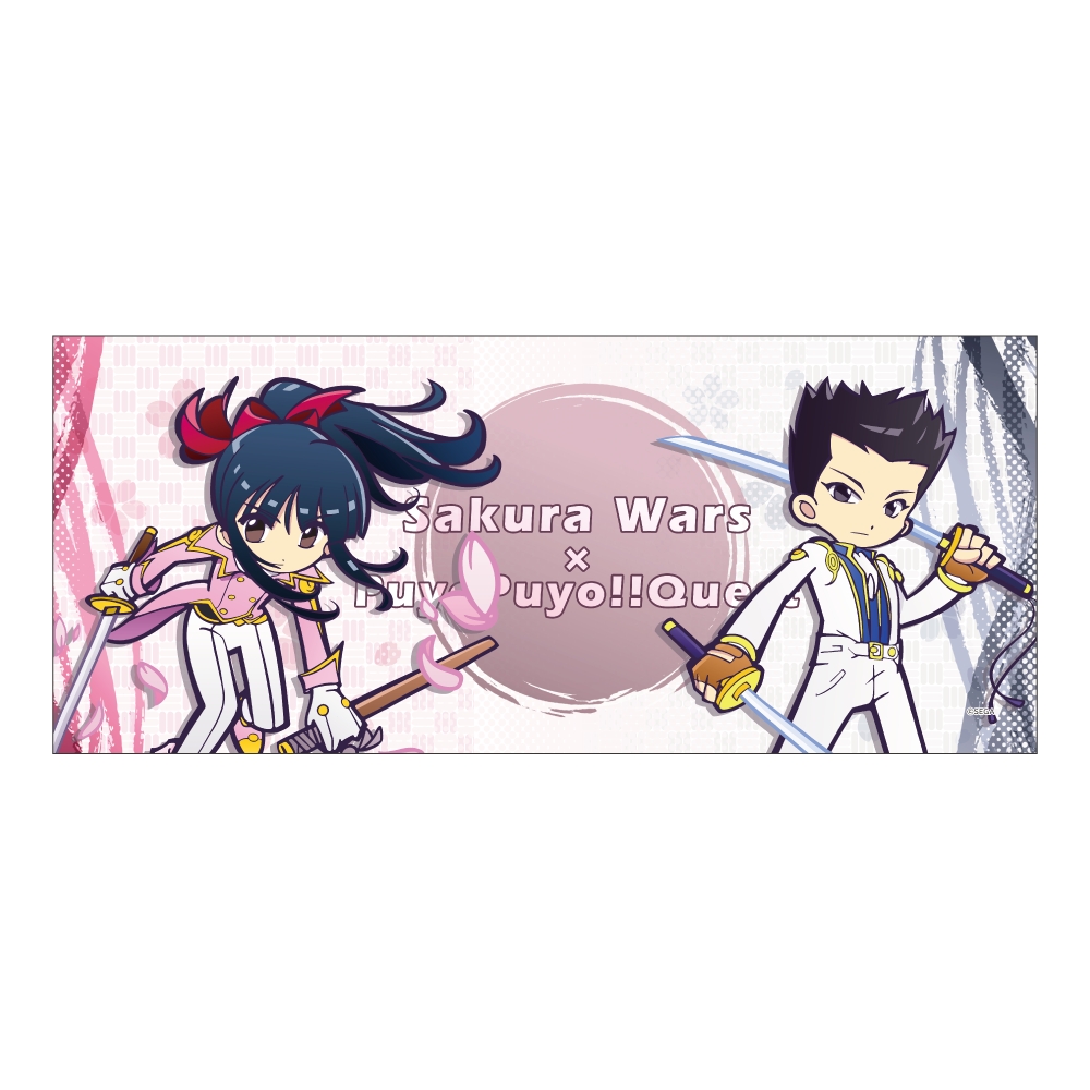 【みどびよ！】ぷよぷよ フェイスタオル 大神一郎＆真宮寺さくら サクラ大戦コラボイラストbyぷよクエ