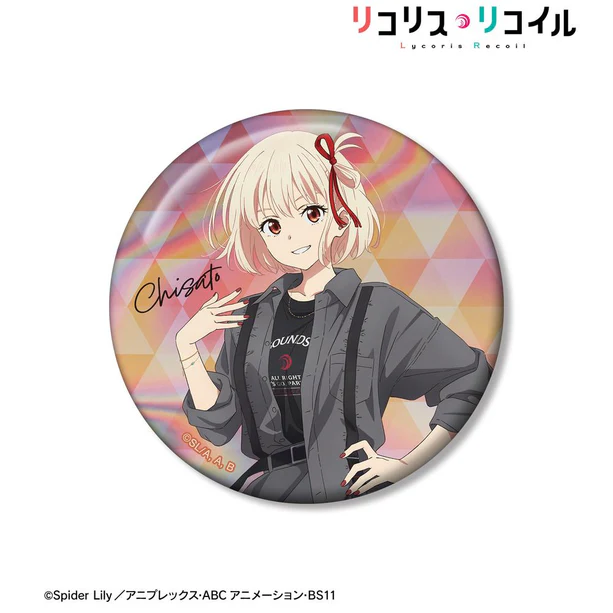 【アルマビアンカ】TVアニメ「リコリス・リコイル」 meagratiaコラボ 描き下ろし 錦木千束 75mmオーロラ缶バッジ