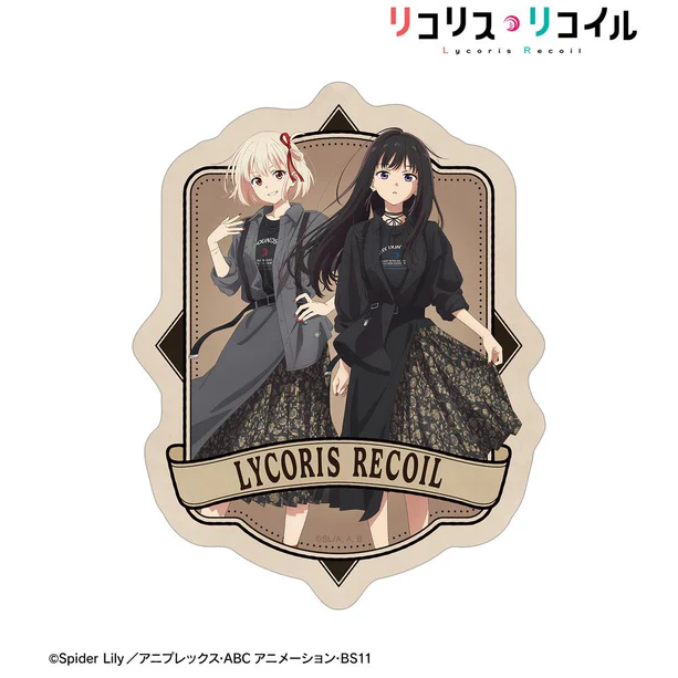 【アルマビアンカ】TVアニメ「リコリス・リコイル」 meagratiaコラボ 描き下ろし 錦木千束&井ノ上たきな ダイカットステッカー
