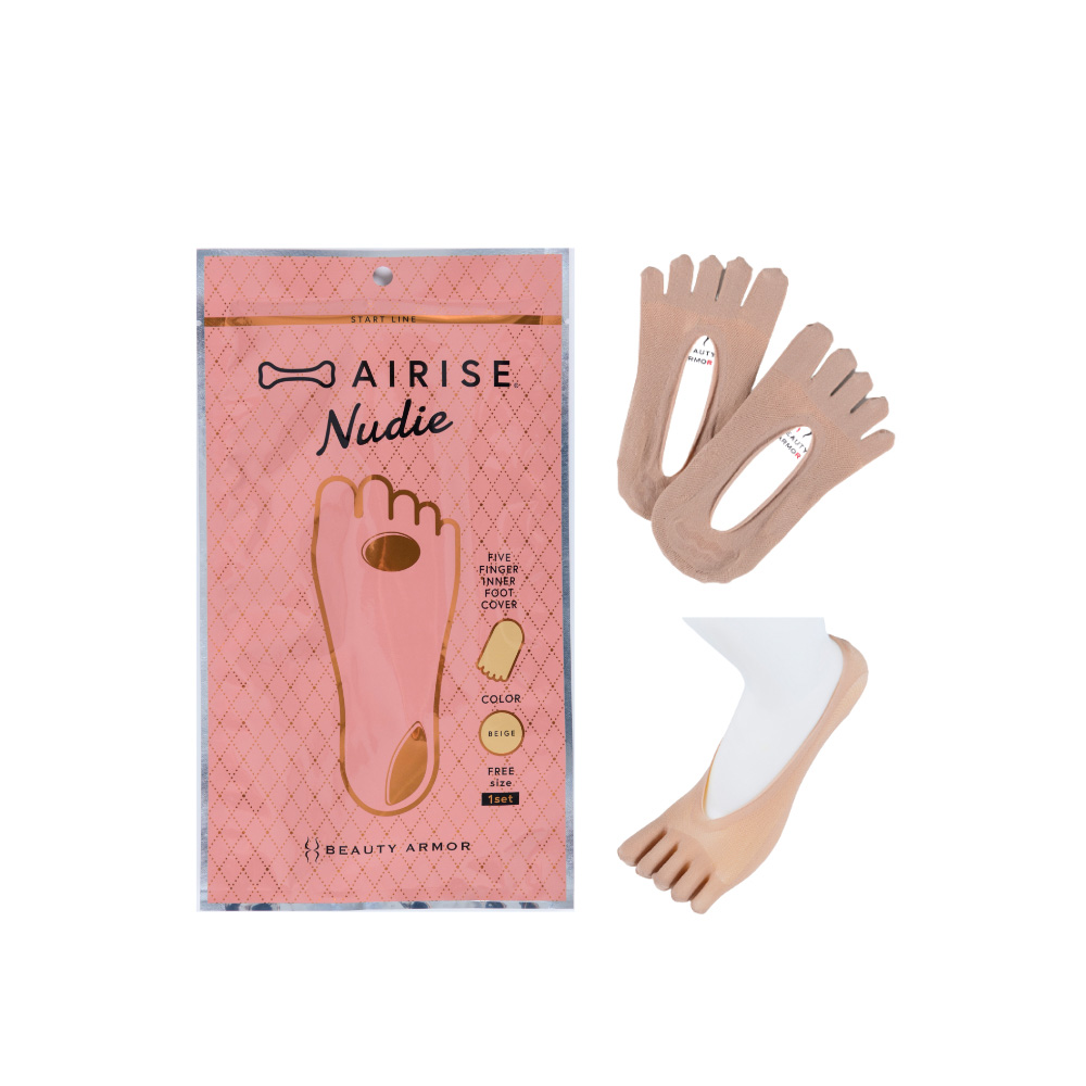 正規品 エアライズ ヌーディー シリコンアーチパッド付５本指インナーフットカバー