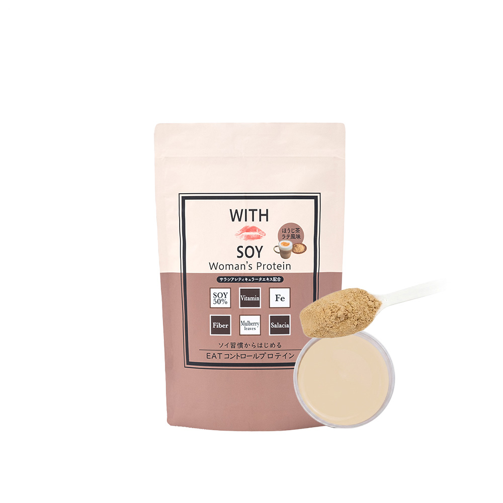 ウィズソイ ウーマンズプロテイン 500g ほうじ茶ラテ味（専用スプーン付き） WITH SOY Woman’s Protein