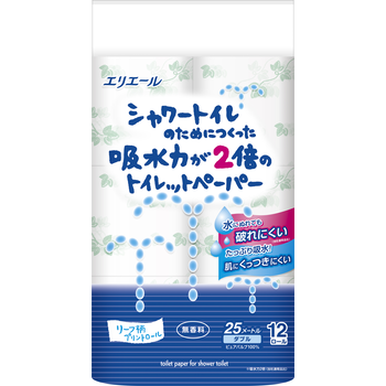 大王紙 エリエール シャワートイレのためにつくった吸水力が2倍のトイレットペーパー25m/ロール