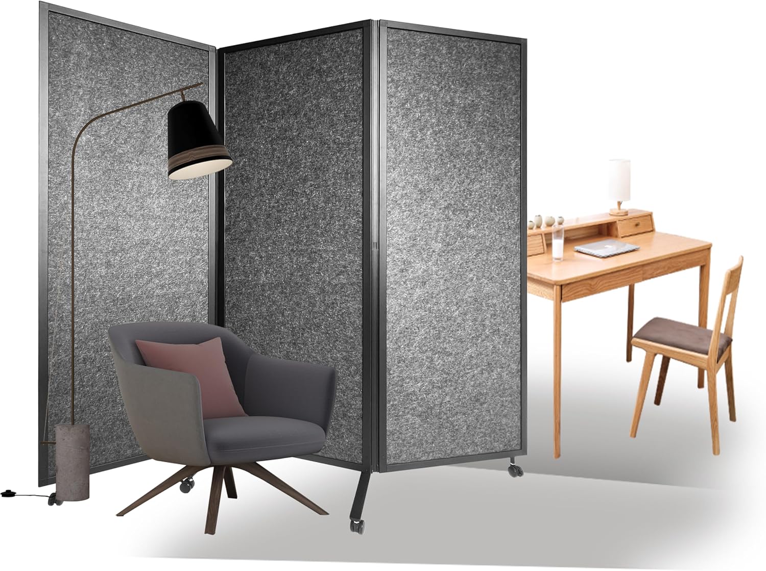 吸音 防音 折りたたみ パーテーション 三連 幅1800×高さ1800mm 移動式