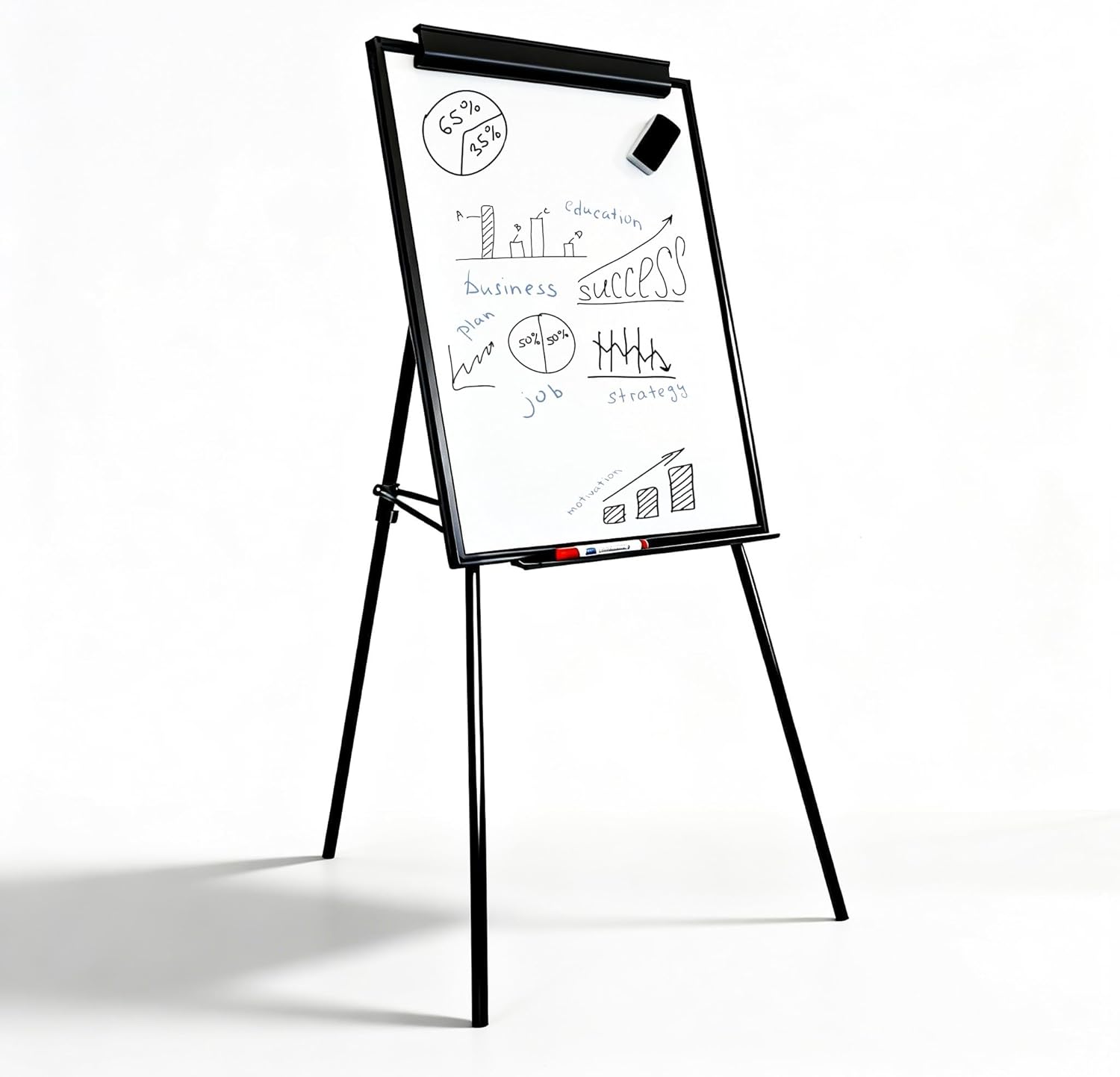 折りたたみ式ホワイトボード 三脚スタンド付き. 高さ調整可能 60×90cm 昇降式ホワイトボード 高さ任意固定