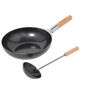 厨華功房　IH対応鉄製炒め鍋26cm（中華お玉付）