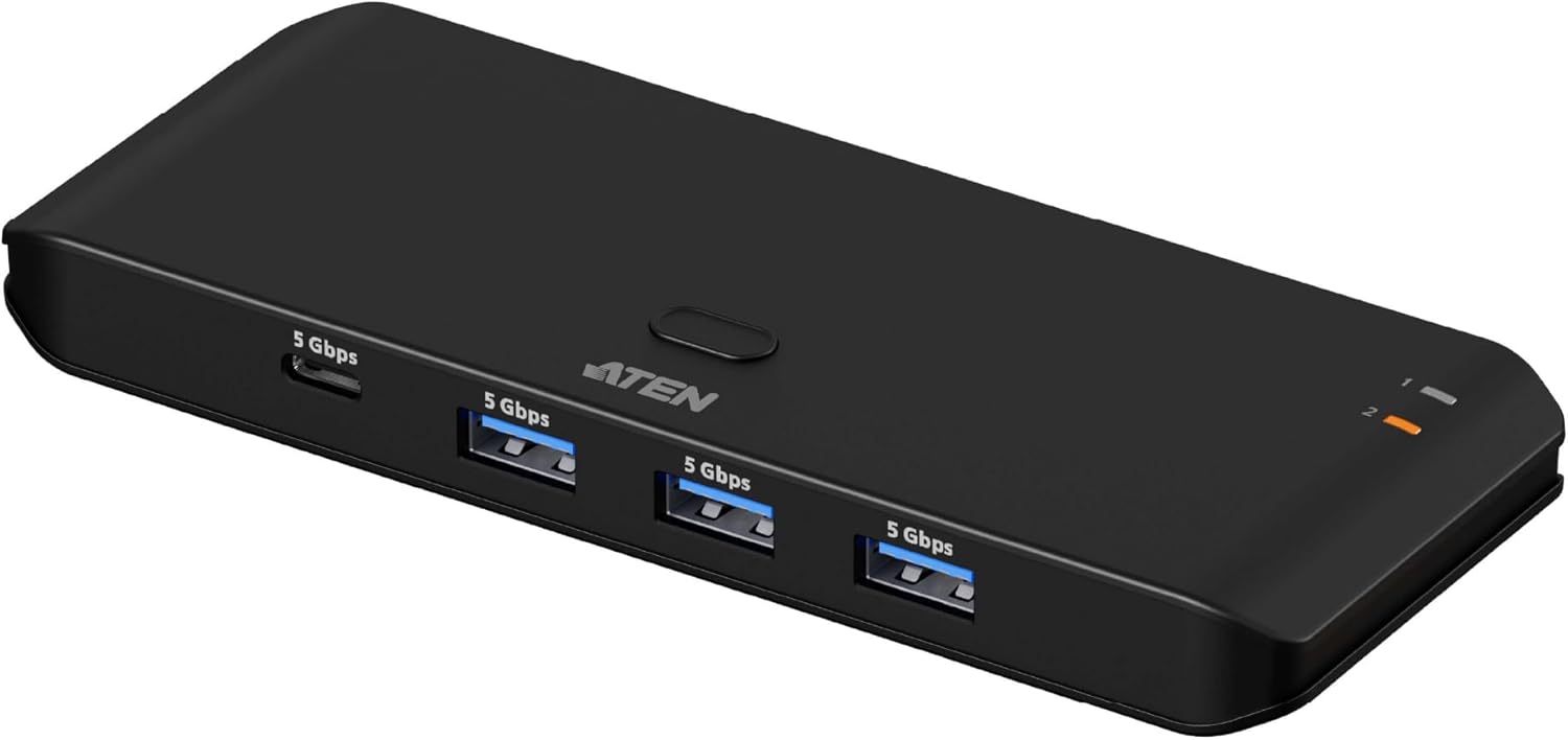 ATEN essentials PC2台用 USB3.2 Gen1 (5Gbps) 共有器（4デバイス接続/TypeAケーブル2本同梱版） US4324