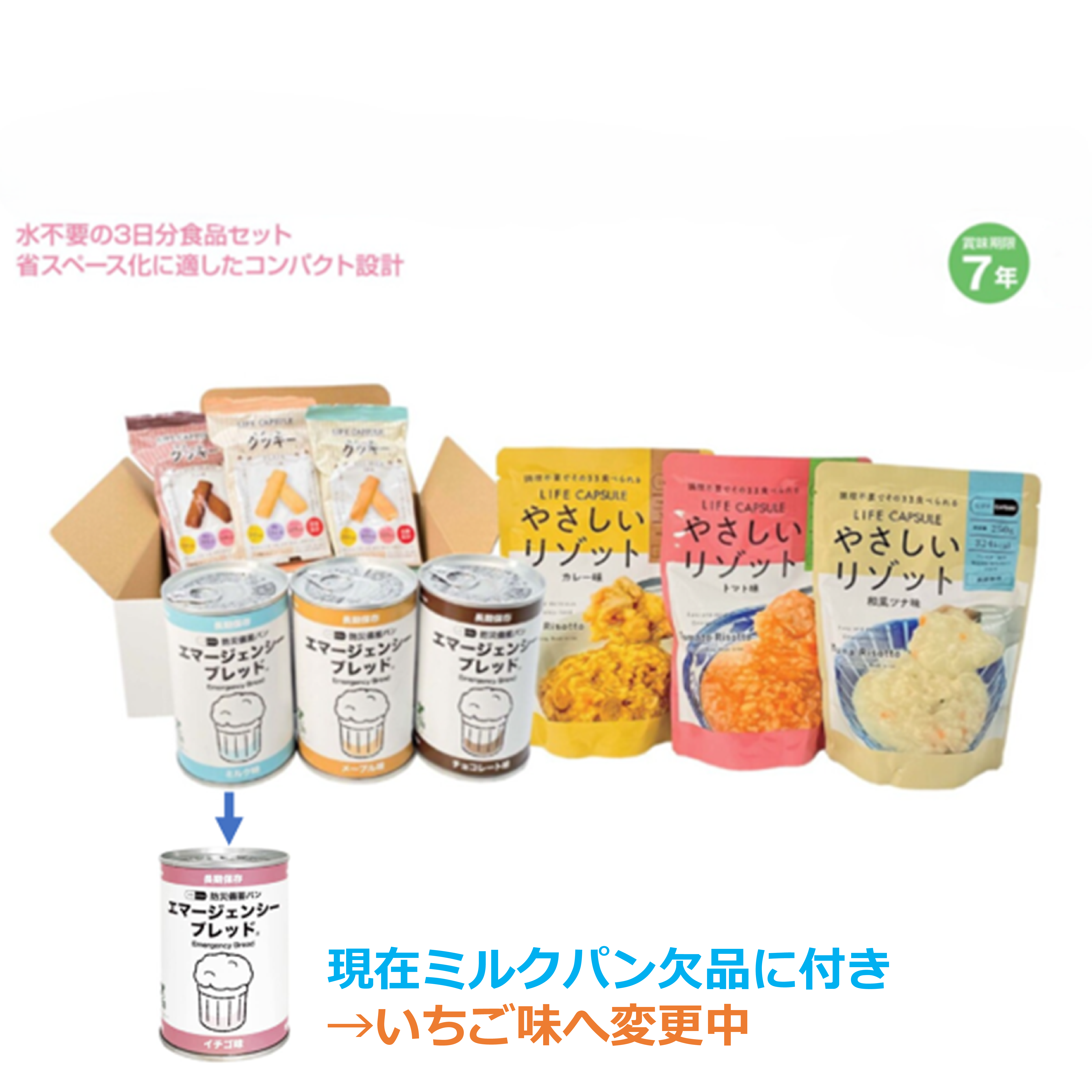 ◇7年保存【1人3日分セット】非常食そなえBOXミニ【水なし】　非常食・保存食