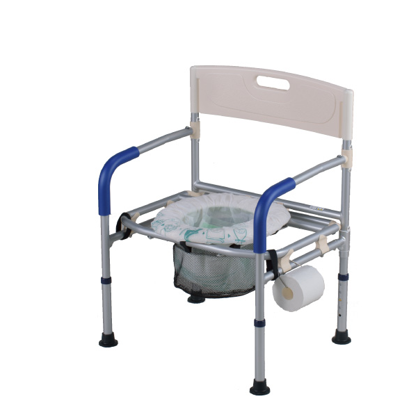 手すり付きポータブルトイレ　ワイドタイプ【VE30P】 【トイレ用処理袋15枚入り】※マンホール使用不可