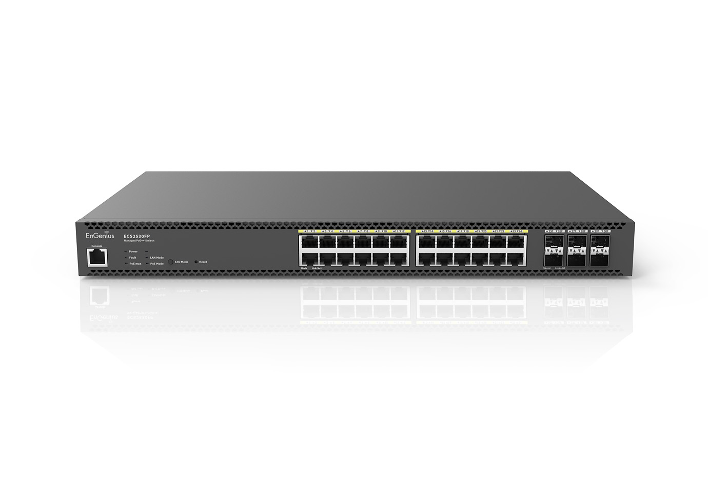 Multi-G L2スイッチ ECS2530FP、24 ポート 740W L2+ PoE++
