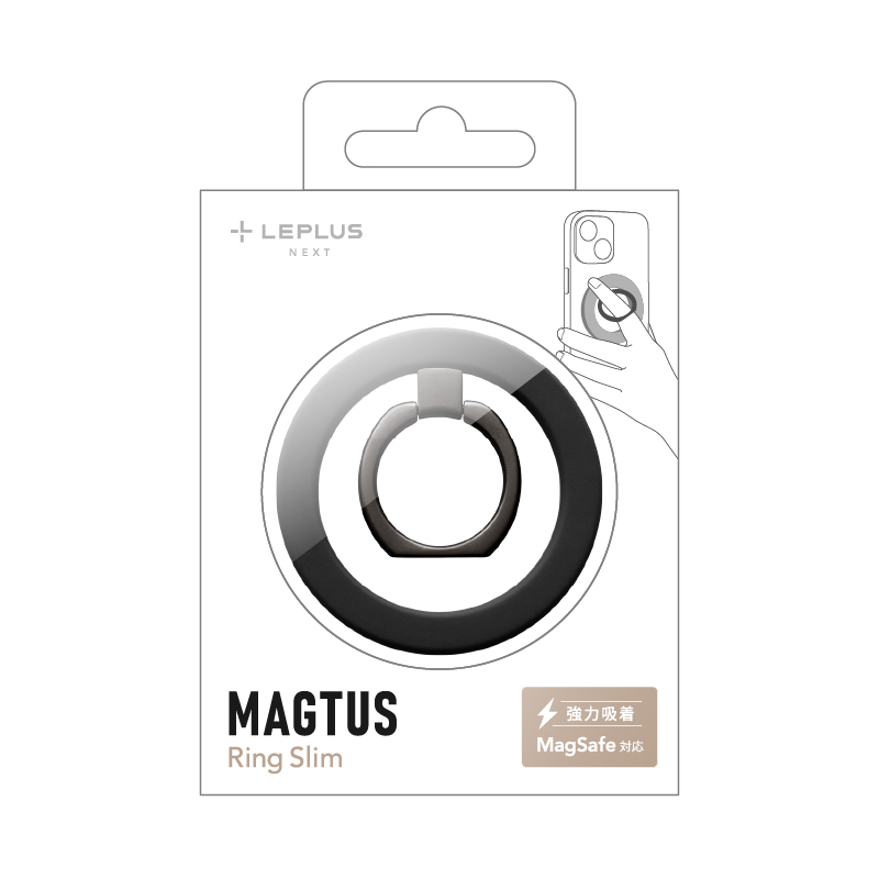 MagSafe対応 スマートフォンリング「MAGTUS」Ring Slim ライトブラック