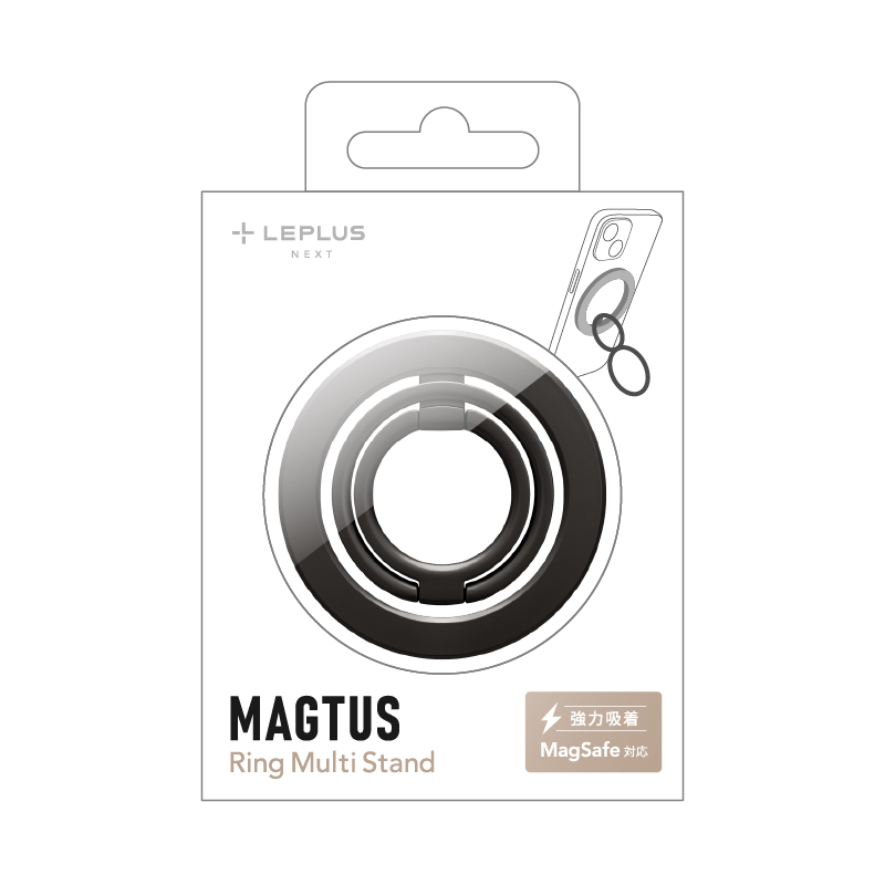 MagSafe対応 スマートフォンリング「MAGTUS」Ring Multi Stand マットブラック