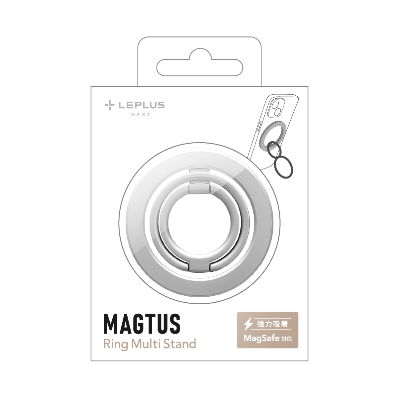 MagSafe対応 スマートフォンリング「MAGTUS」Ring Multi Stand マットシルバー