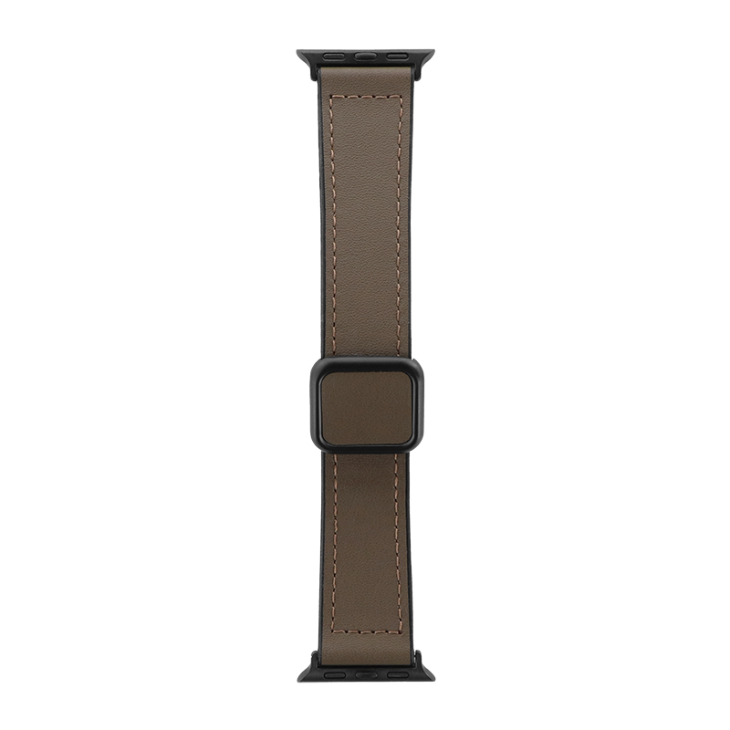 Apple Watch 38/40/41/42mm バンド 「CORVIN」 裏面ラバーマグネットレザーバンド ダークブラウン