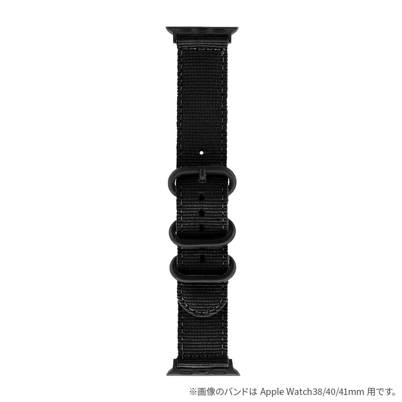 Apple Watch 42(Series 1,2,3)/44/45/46/49mm バンド 「CORVIN」 3バックルナイロンバンド ブラック