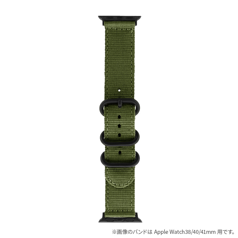 Apple Watch 42(Series 1,2,3)/44/45/46/49mm バンド 「CORVIN」 3バックルナイロンバンド カーキ