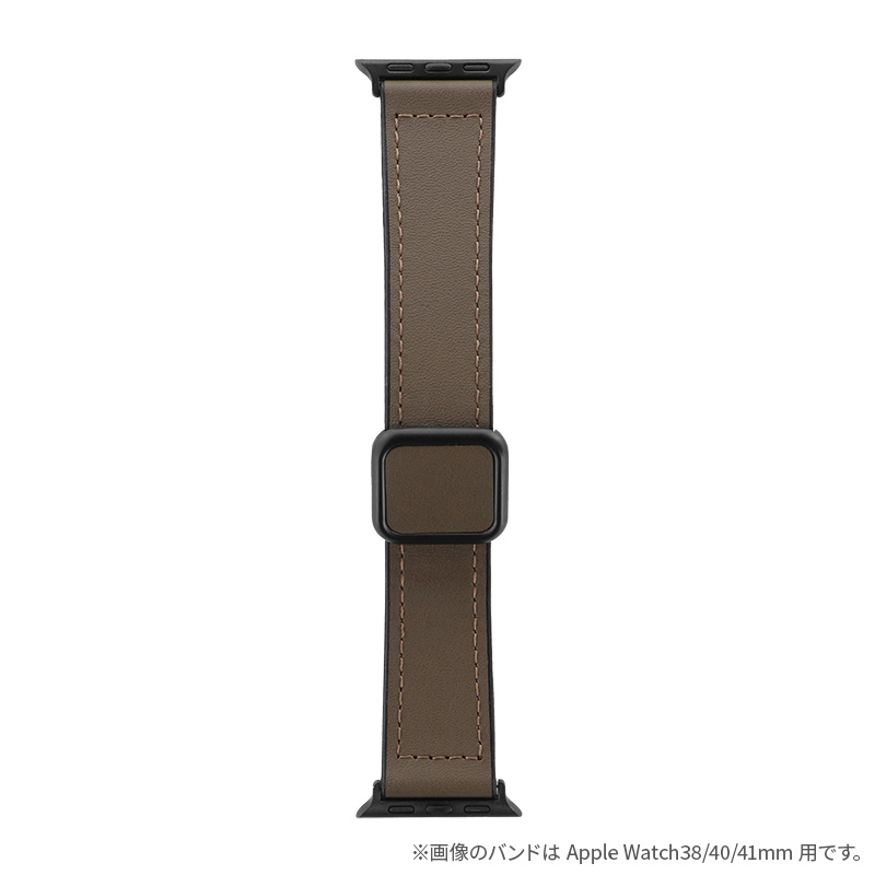 Apple Watch 42(Series 1,2,3)/44/45/46/49mm バンド 「CORVIN」 裏面ラバーマグネットレザーバンド ダークブラウン