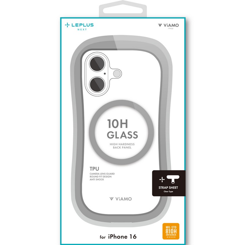 iPhone 16 高速充電対応・耐傷・耐衝撃ハイブリッドケース 「ViAMO charge」 ライトグレー