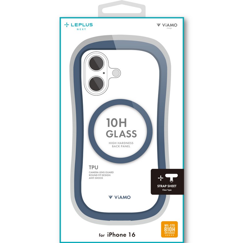 iPhone 16 高速充電対応・耐傷・耐衝撃ハイブリッドケース 「ViAMO charge」 ネイビー