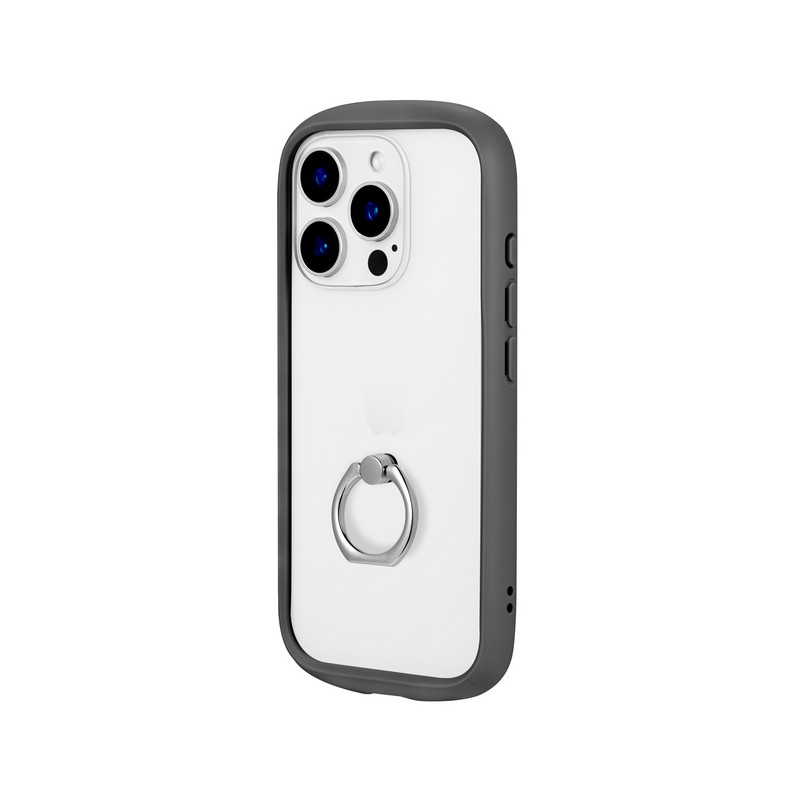 iPhone 16 Pro リング付き耐衝撃ハイブリッドケース 「Cleary Ring」 ダークグレー