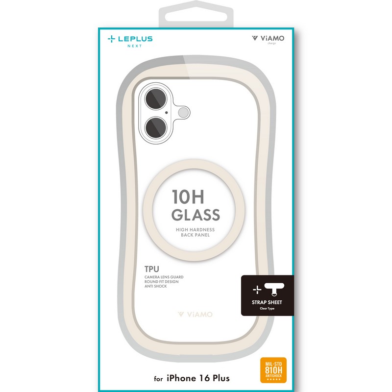 iPhone 16 Plus 高速充電対応・耐傷・耐衝撃ハイブリッドケース 「ViAMO charge」 ミルクホワイト